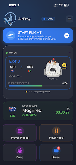 Qibla Direction from Seat